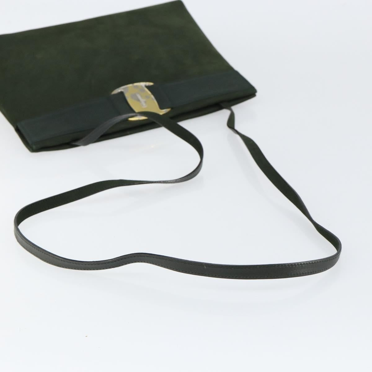 Salvatore Ferragamo Vala Shoulder Bag Suede, KHAKI, SUEDE, Shoulder bag