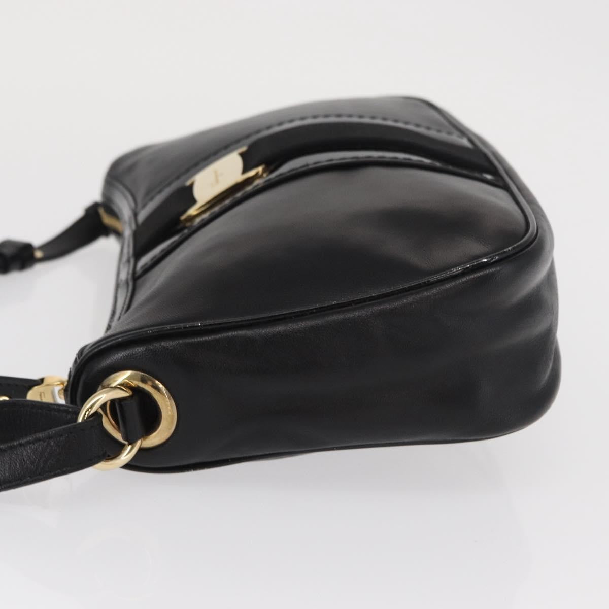 Salvatore Ferragamo Vala Shoulder Bag Leather, BLACK, LEATHER, Shoulder bag