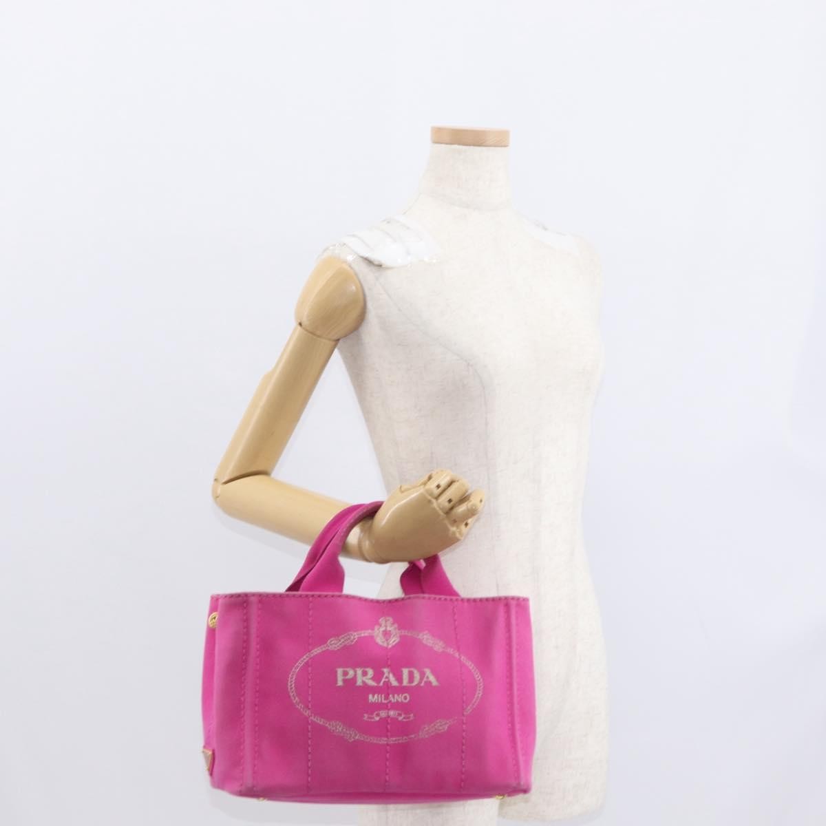 Prada Canapa Open Tote Canvas, PINK, CANVAS, Tote bag