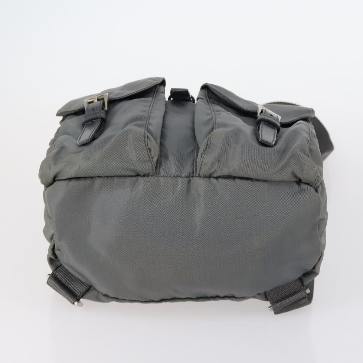 Prada Double Front Pocket Backpack Tessuto, Gray, Nylon, Backpack