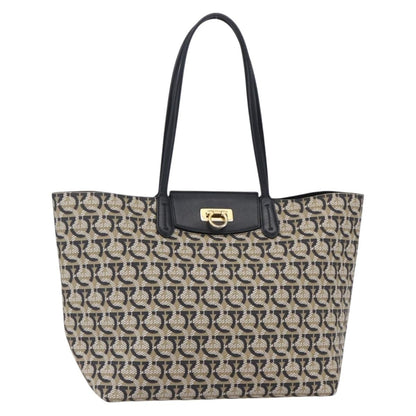Salvatore Ferragamo Gancini Travel Tote Gancini Jacquard, NAVY, CANVAS, Tote bag