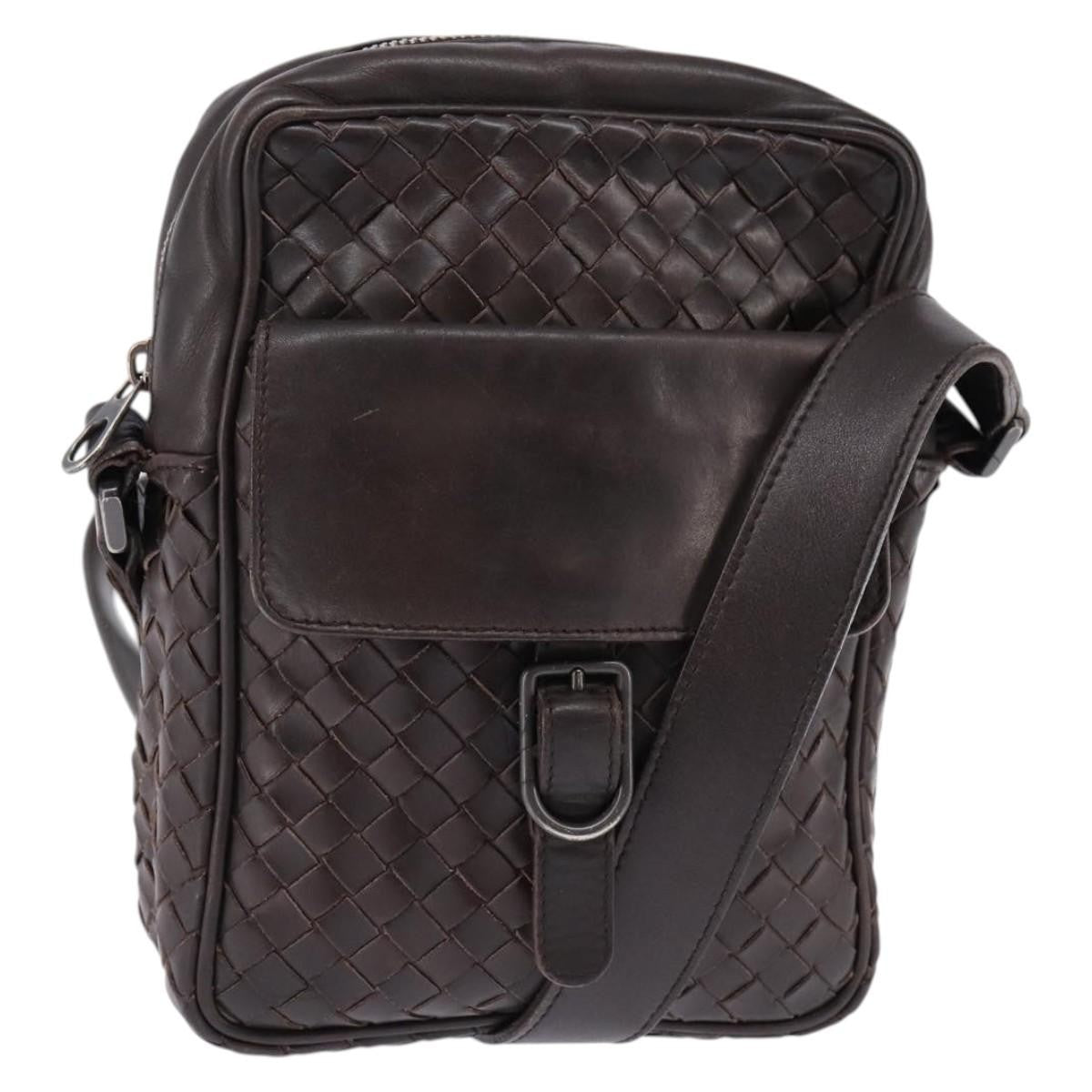 Bottega Veneta Front Pocket Messenger Bag Intrecciato Nappa, BROWN, LEATHER, Crossbody bag
