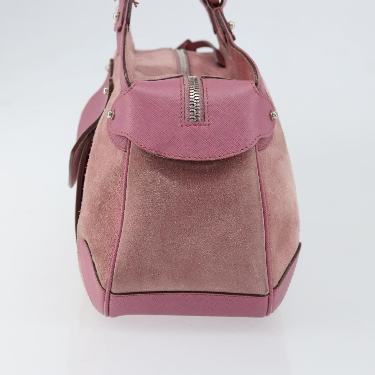 Salvatore Ferragamo Gancini handbag Suede, PINK, SUEDE, Handbag