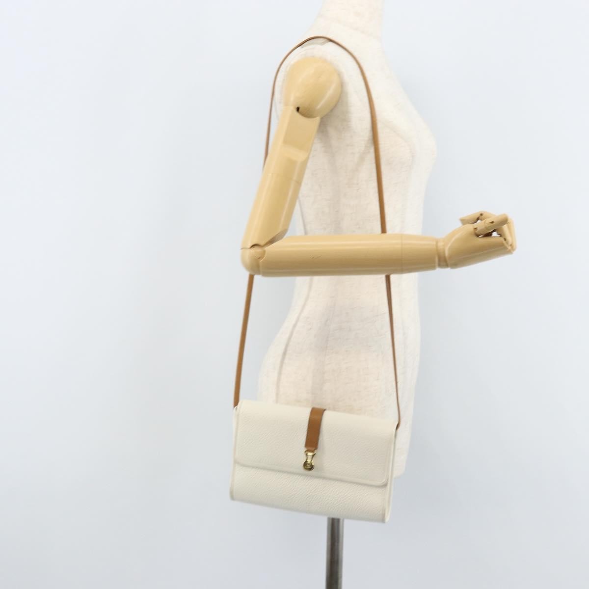 Christian Dior Vintage CD Logo Shoulder Bag Leather, WHITE, LEATHER, Shoulder bag