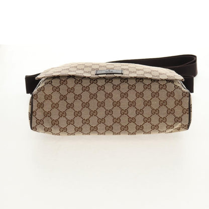 Gucci Flap Messenger GG Canvas, BEIGE, CANVAS, Shoulder bag