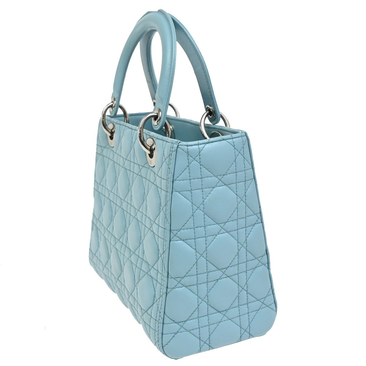 Christian Dior Lady Dior Bag Leather, BLUE, LEATHER, Handbag