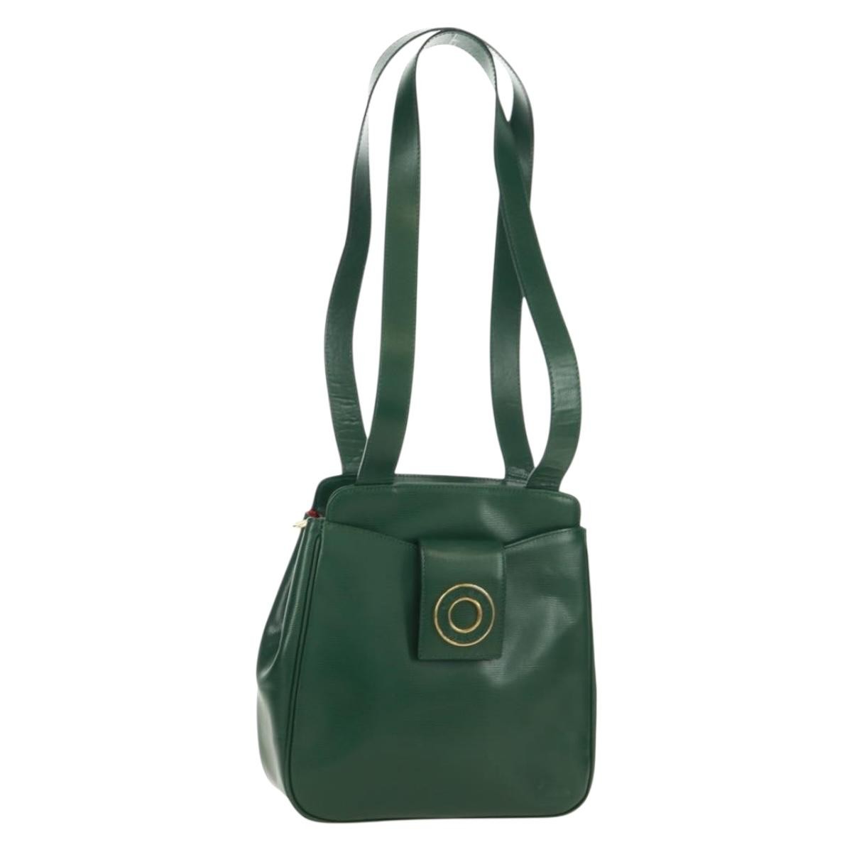 Celine Circle Logo Shoulder Bag Leather, Green, Leather, Shoulder Bag