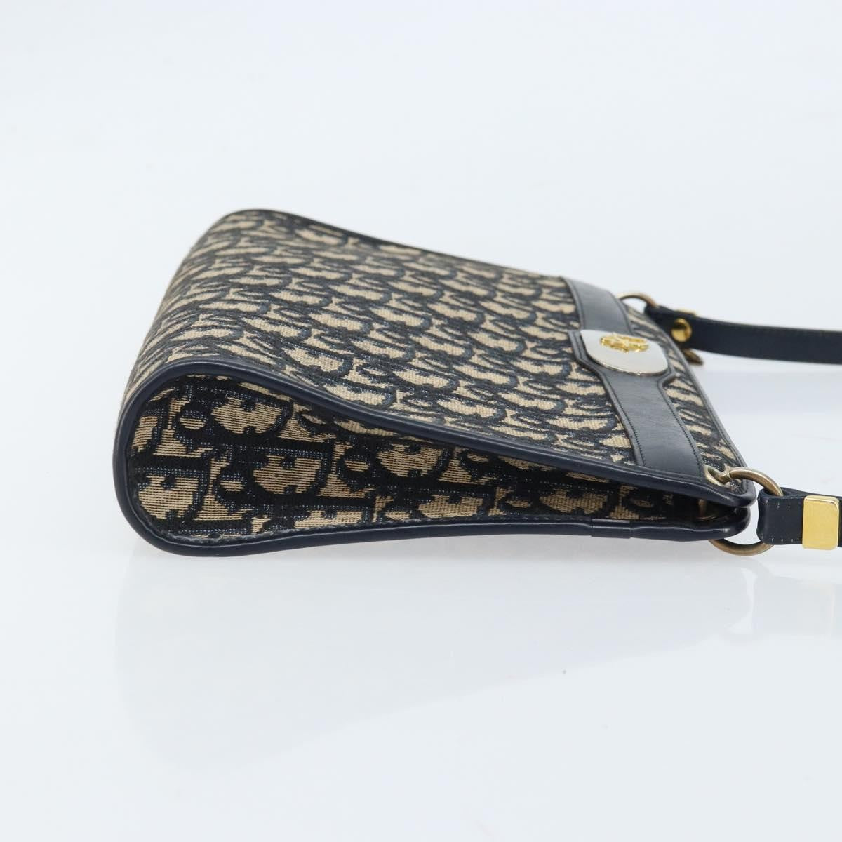Christian Dior Vintage Trotter Shoulder Bag Canvas, NAVY, CANVAS, Shoulder bag