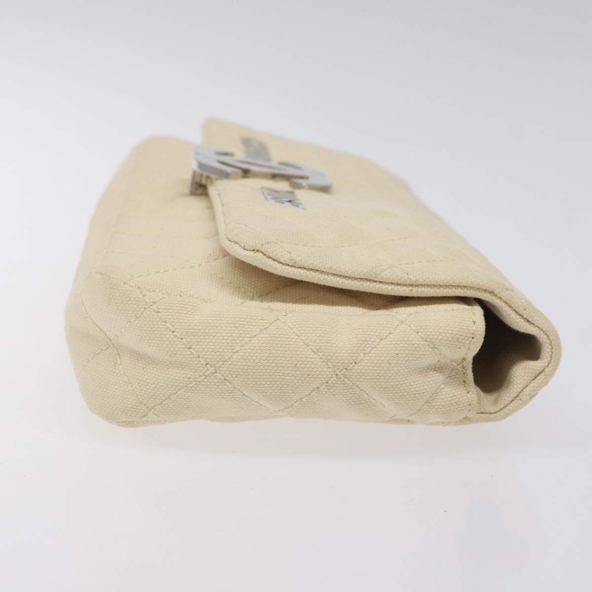 Chanel Cruise Flap Bag Quilted Canvas, ECRU, CANVAS, Clutche & pouche