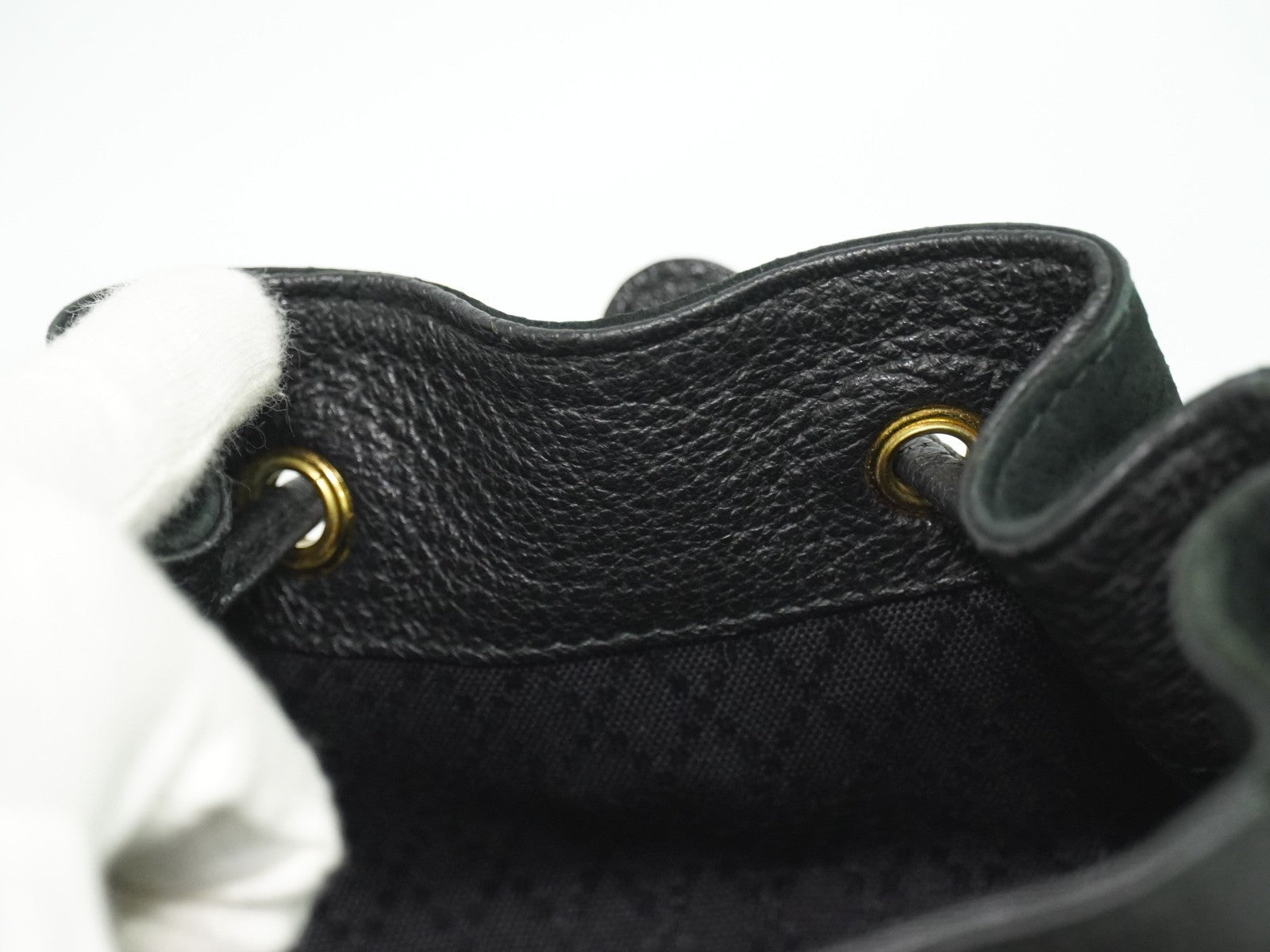 Gucci Vintage Bamboo Backpack Suede, BLACK, SUEDE, Backpack