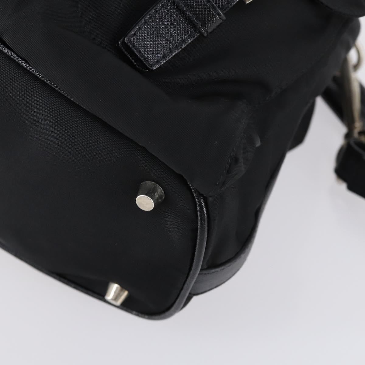 Prada Double Pocket Shoulder Bag Tessuto, BLACK, NYLON, Shoulder bag