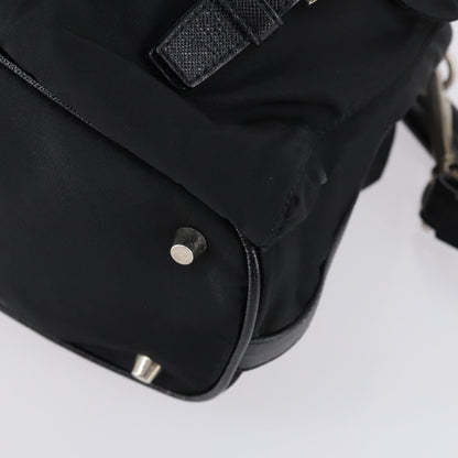 Prada Double Pocket Shoulder Bag Tessuto, BLACK, NYLON, Shoulder bag