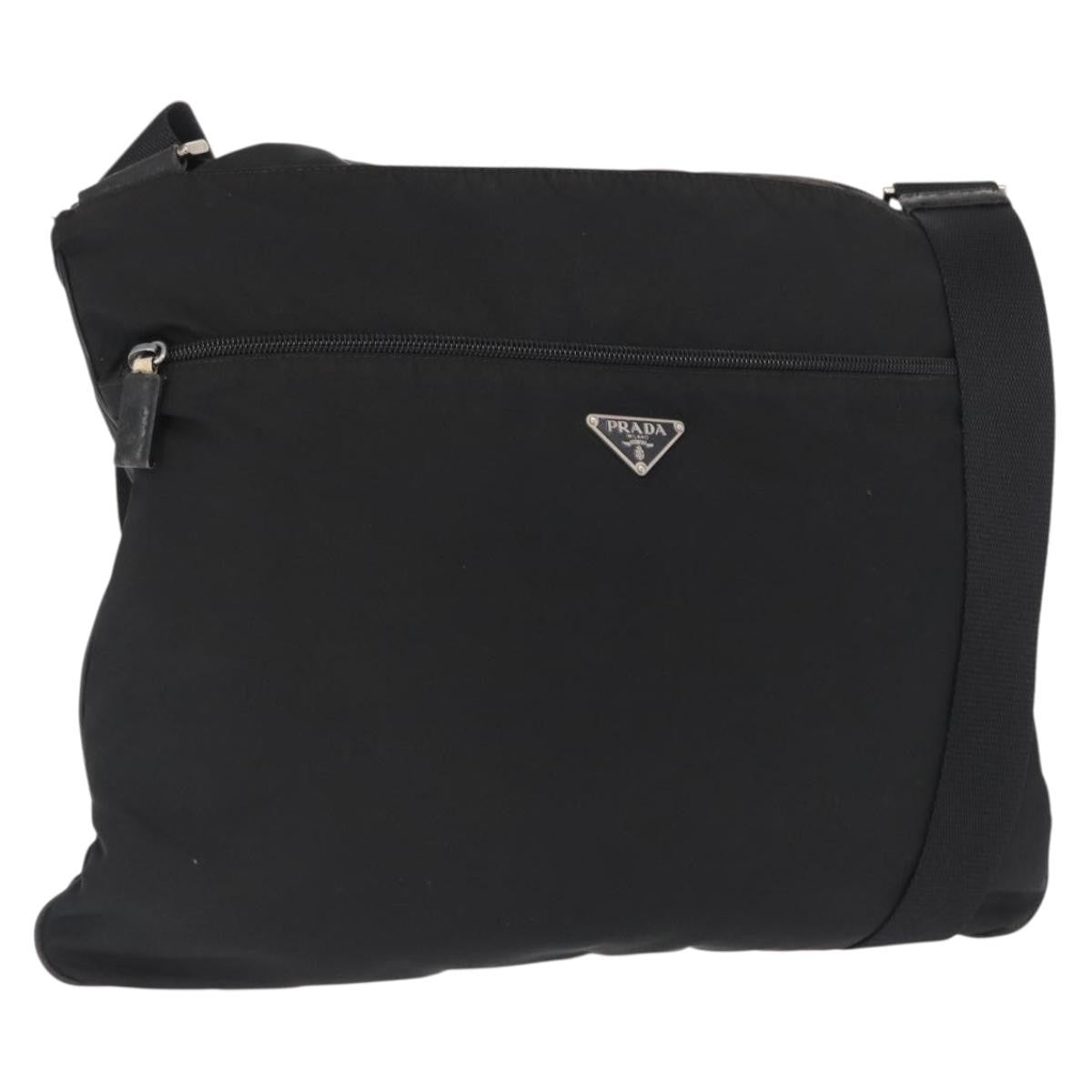 Prada Front Pocket Messenger Bag Tessuto, Black, Nylon, Shoulder Bag