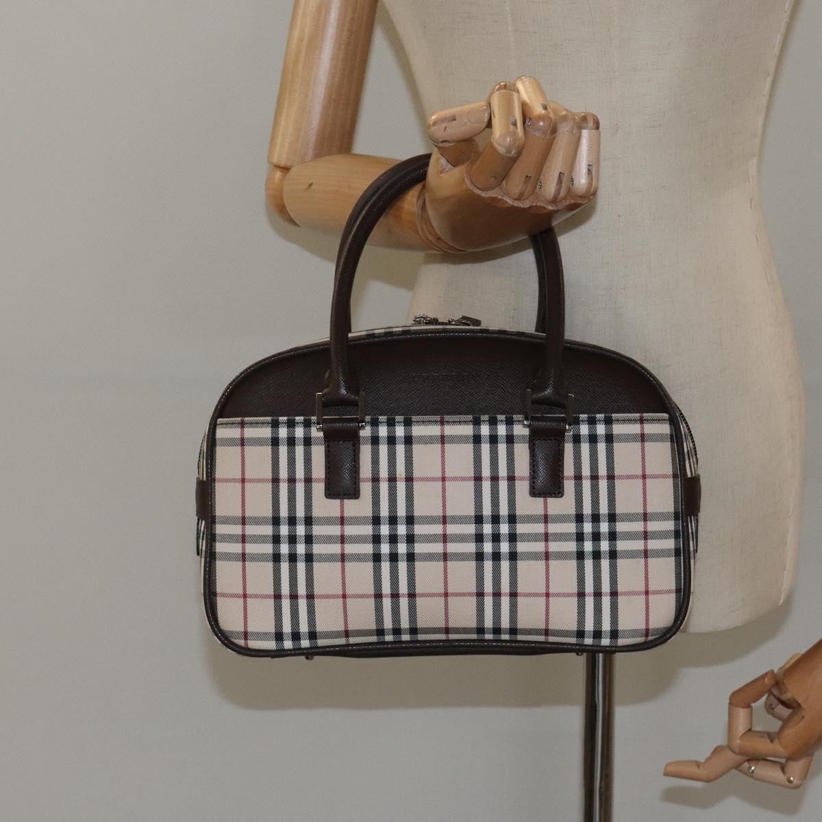 Burberry Nova Check Bowling Bag Canvas, BEIGE, CANVAS, Travel bag
