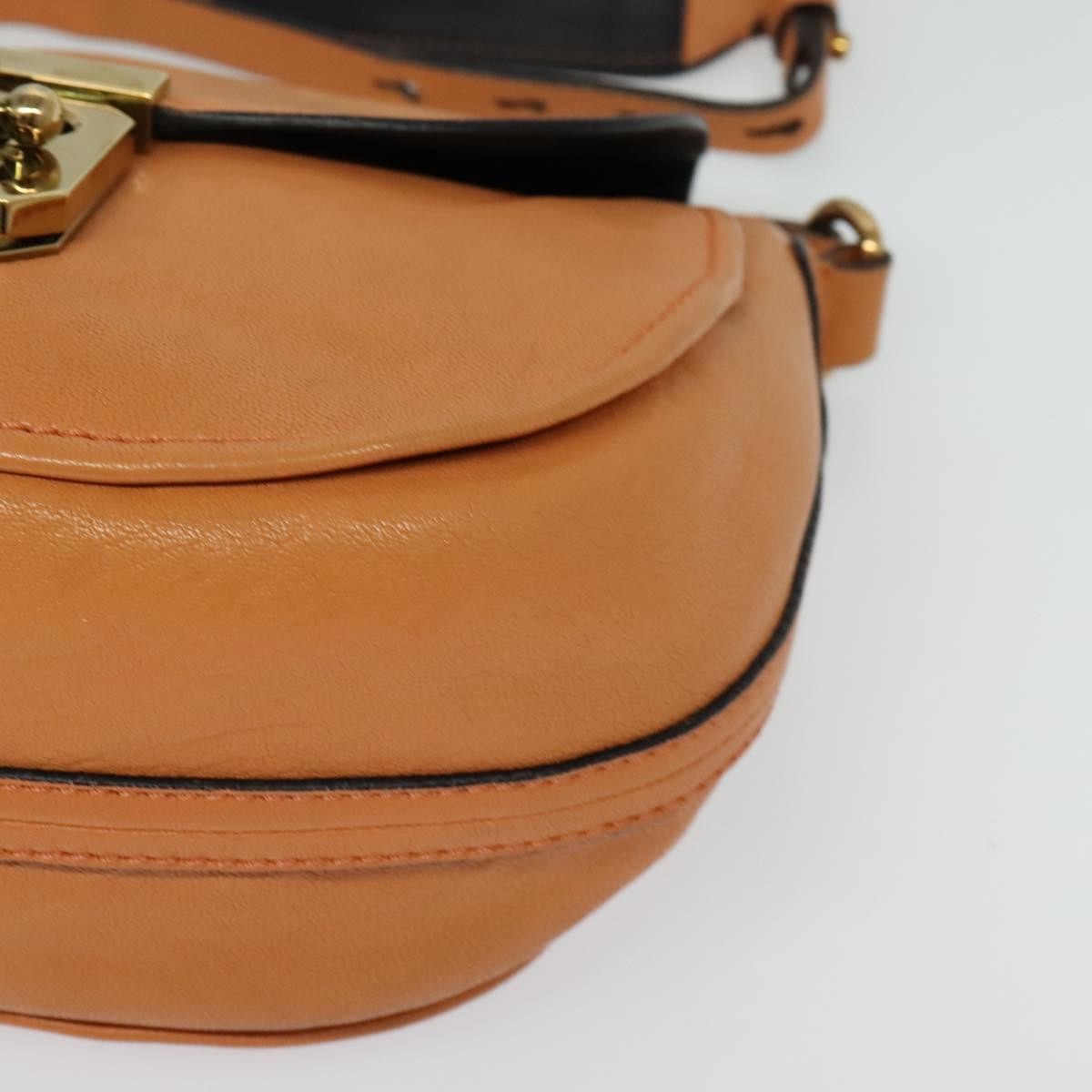 Chloe Elsie Shoulder Bag Perforated Leather, ORANGE, LEATHER, Shoulder bag