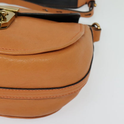 Chloe Elsie Shoulder Bag Perforated Leather, ORANGE, LEATHER, Shoulder bag