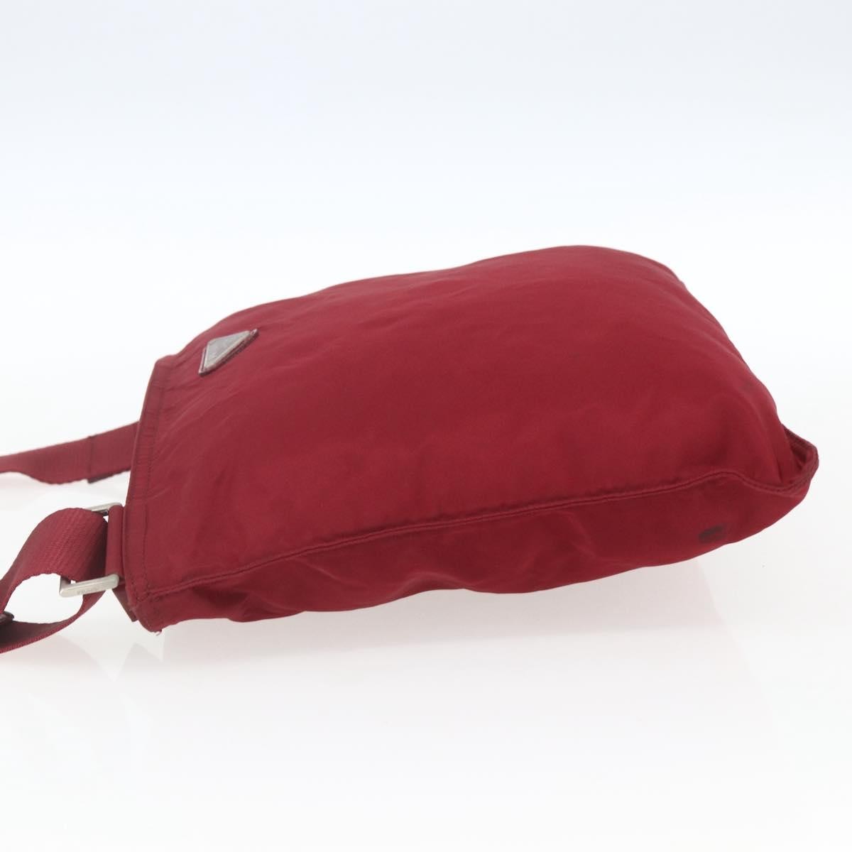 Prada Zip Top Messenger Bag Tessuto, RED, NYLON, Shoulder bag