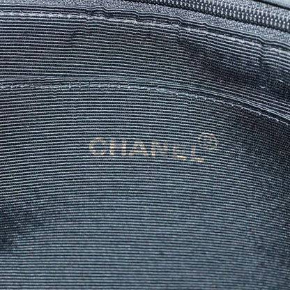 Chanel Logo Shopping Tote Quilted Printed Canvas, BLACK, CANVAS, Tote bag