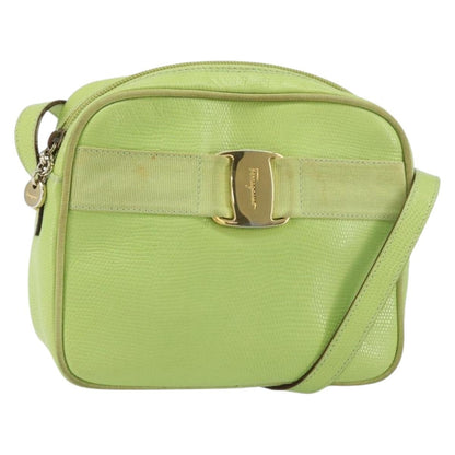Salvatore Ferragamo Vala Shoulder Bag Leather, GREEN, LEATHER, Shoulder bag