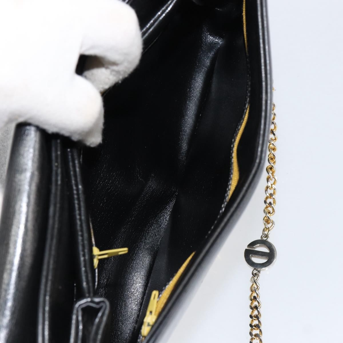 Christian Dior Vintage Chain Flap Shoulder Bag Leather, BLACK, LEATHER, Shoulder bag