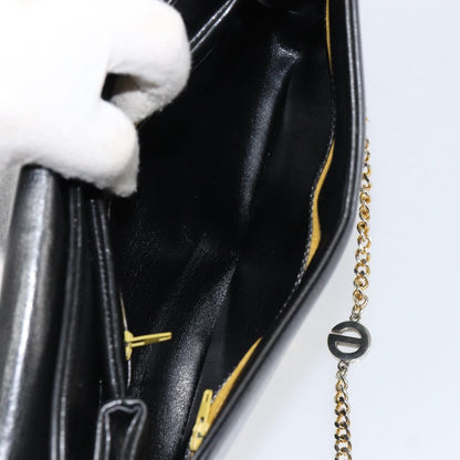 Christian Dior Vintage Chain Flap Shoulder Bag Leather, BLACK, LEATHER, Shoulder bag