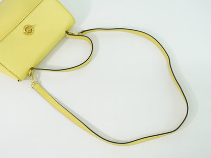 Celine Vintage Shoulder Bag Leather, YELLOW, LEATHER, Shoulder bag