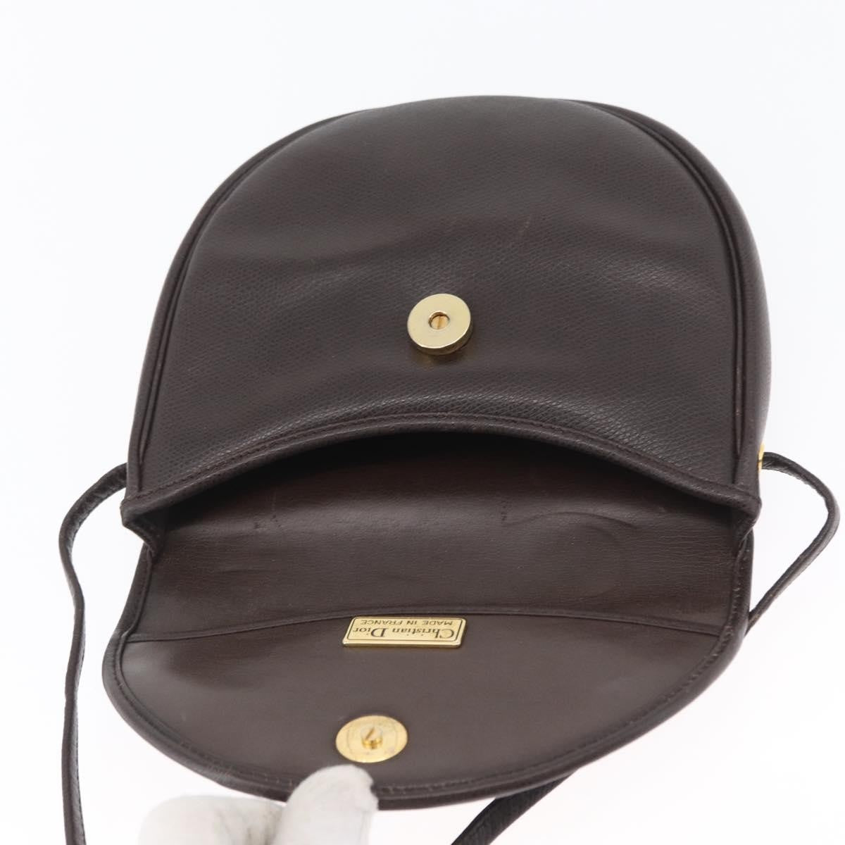 Christian Dior Vintage CD Logo Shoulder Bag Leather, BROWN, LEATHER, Shoulder bag