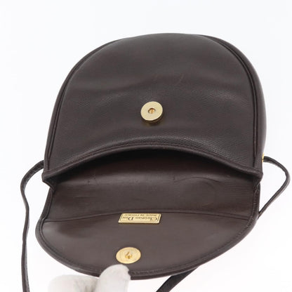 Christian Dior Vintage CD Logo Shoulder Bag Leather, BROWN, LEATHER, Shoulder bag