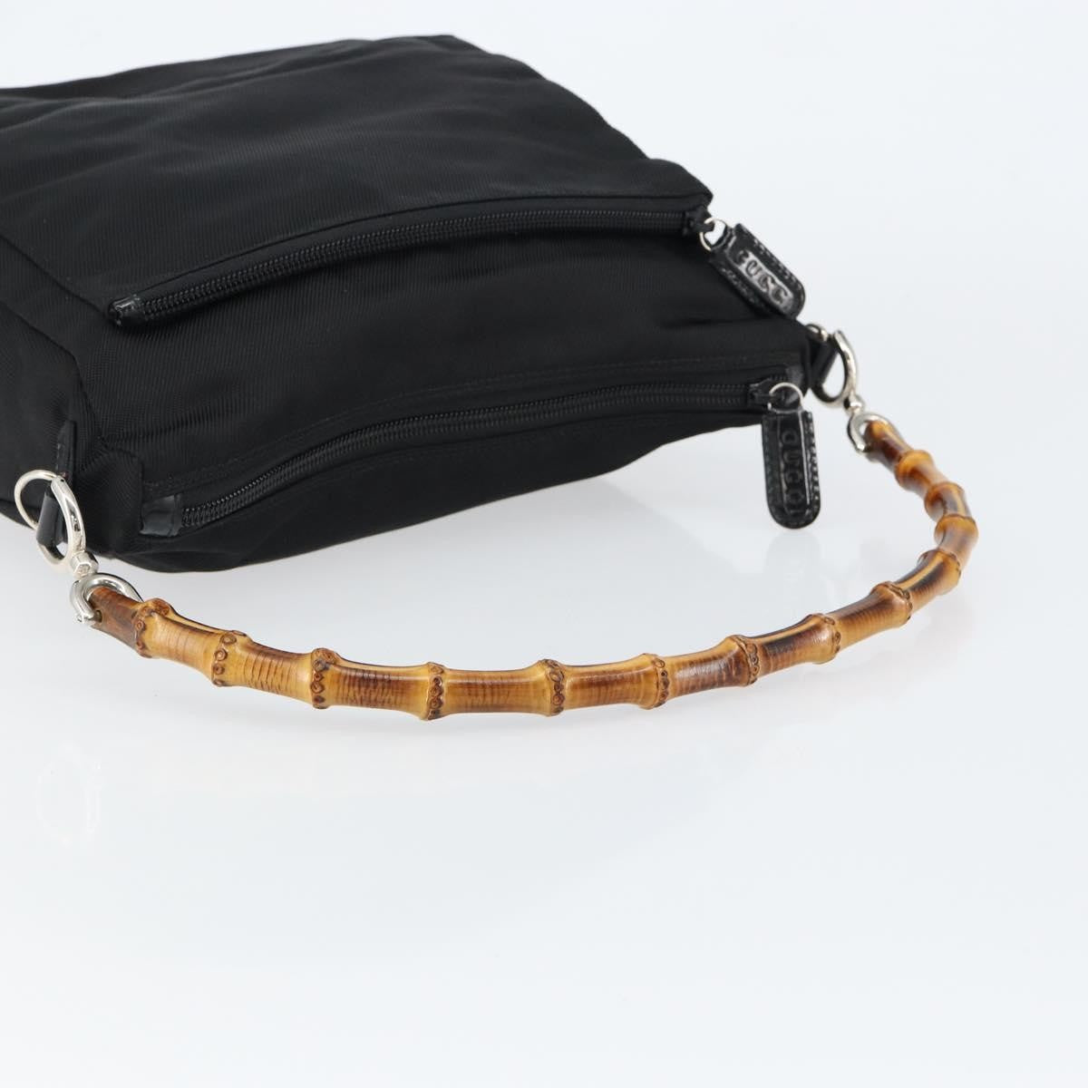 Gucci Vintage Bamboo Handle Bag Nylon, Black, Nylon, Handbag