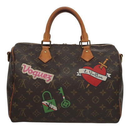 Louis Vuitton Speedy Bandouliere Bag Limited Edition Patches Monogram Canvas, BROWN, CANVAS, Handbag