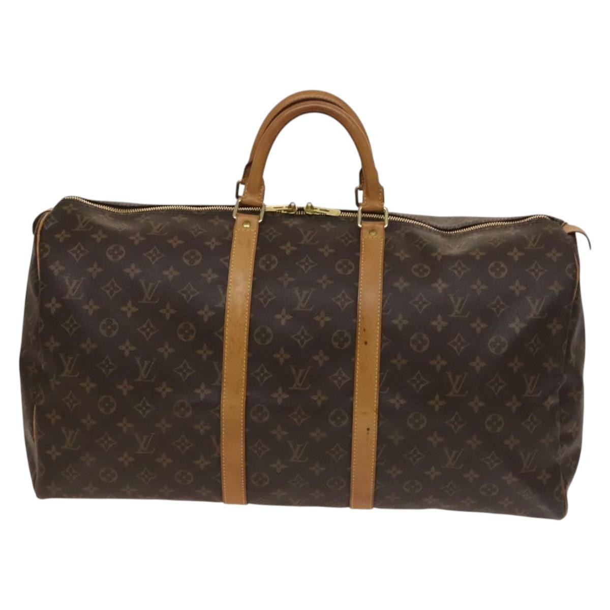 Louis Vuitton Keepall Bag Monogram Canvas, BROWN, CANVAS, Travel bag