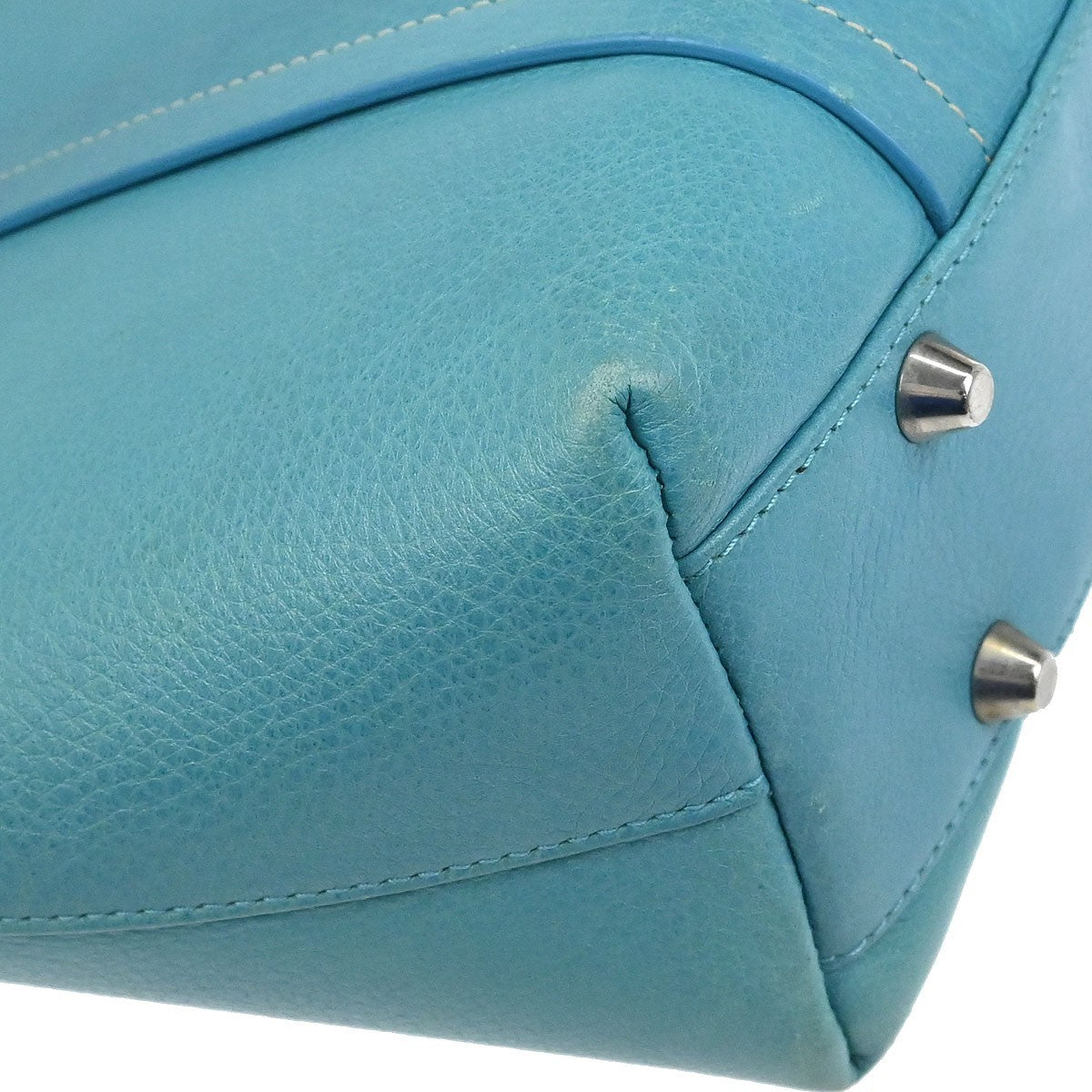 Christian Dior Vintage Tote Leather, TURQUOISE, LEATHER, Tote bag