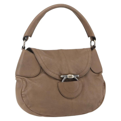 Salvatore Ferragamo Gancini Shoulder Bag Leather, BEIGE, LEATHER, Shoulder bag