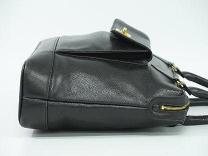 Chanel Vintage Front Pocket Tote Caviar, BLACK, LEATHER, Tote bag