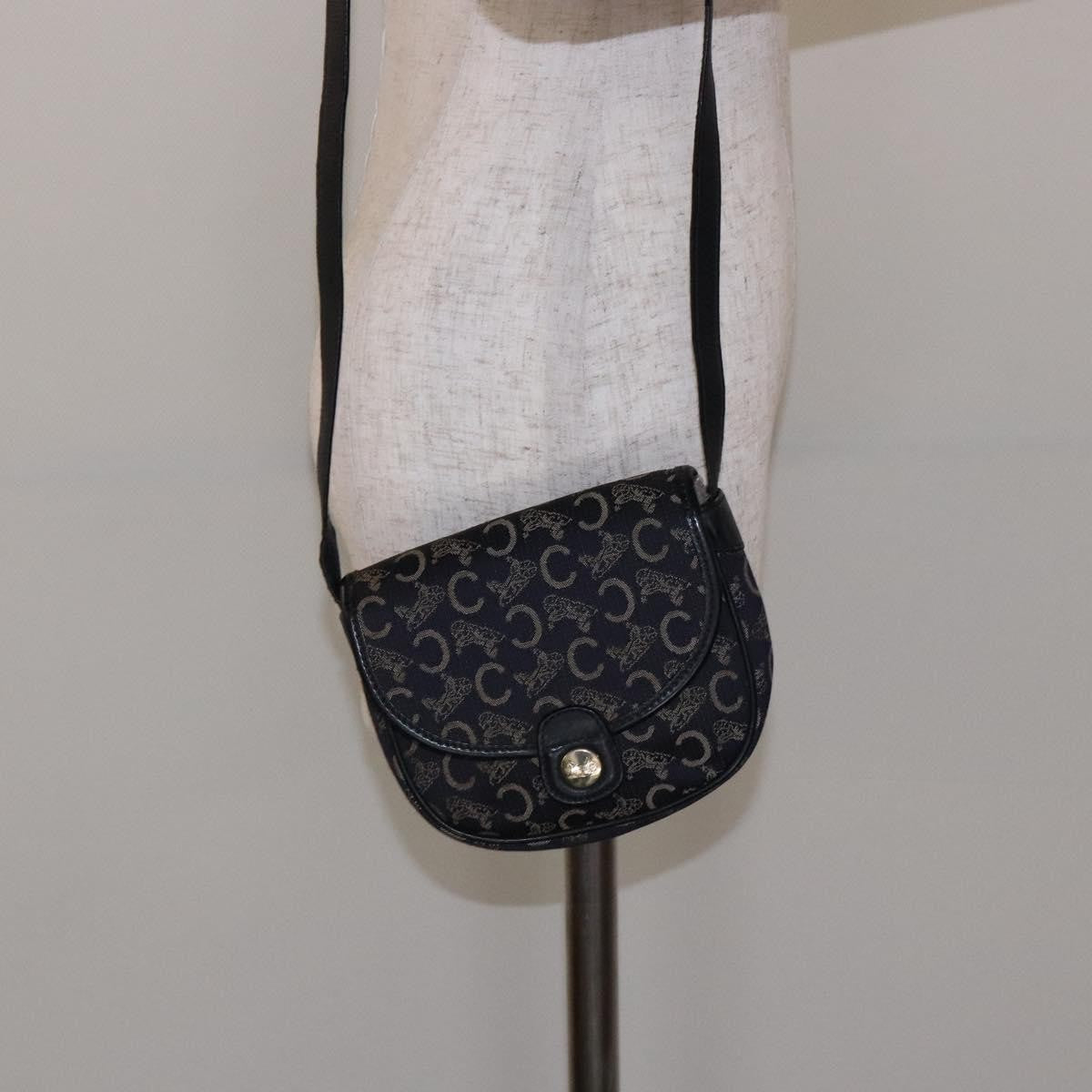 Celine C Sulky Shoulder bag Canvas and Leather, NAVY, CANVAS, Shoulder bag