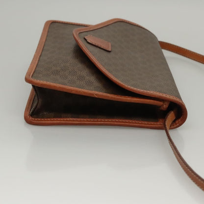 Celine Vintage Macadam Shoulder Bag Canvas and Leather, Brown, Canvas, Shoulder Bag