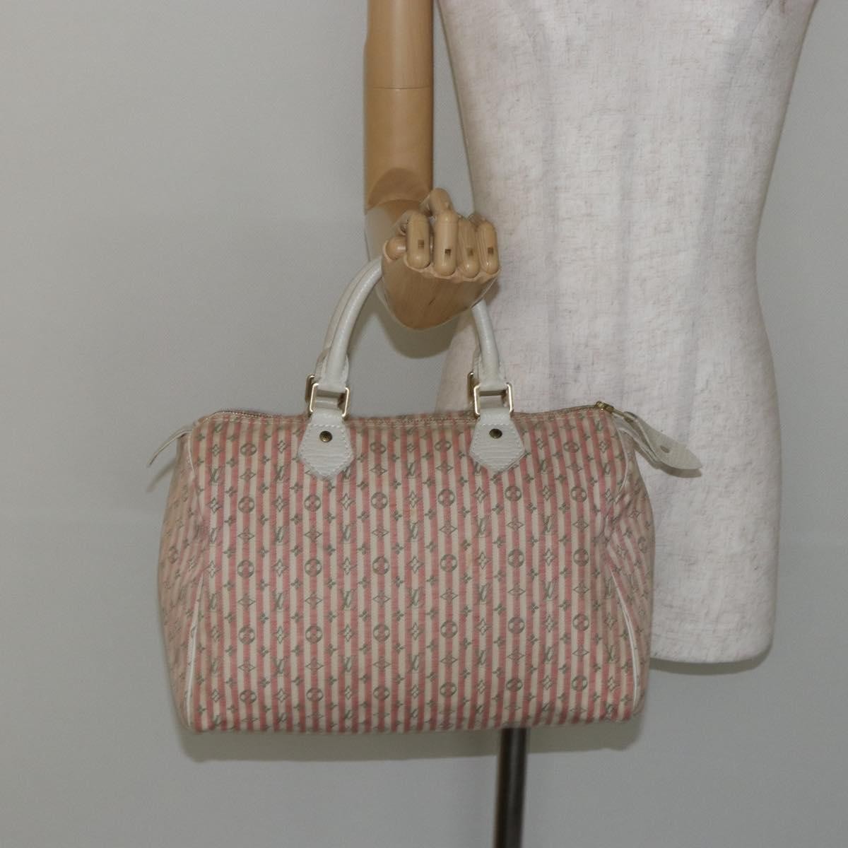 Louis Vuitton Speedy Handbag Mini Lin, PINK, CANVAS, Handbag