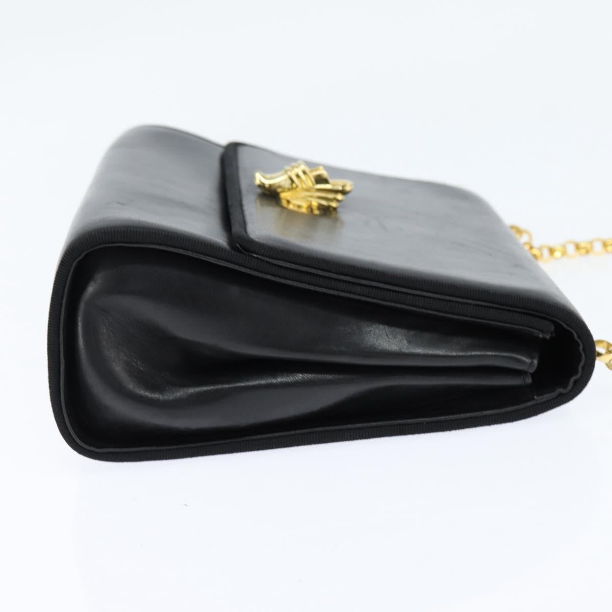 Salvatore Ferragamo Chain Flap Shoulder Bag Leather, BLACK, LEATHER, Shoulder bag
