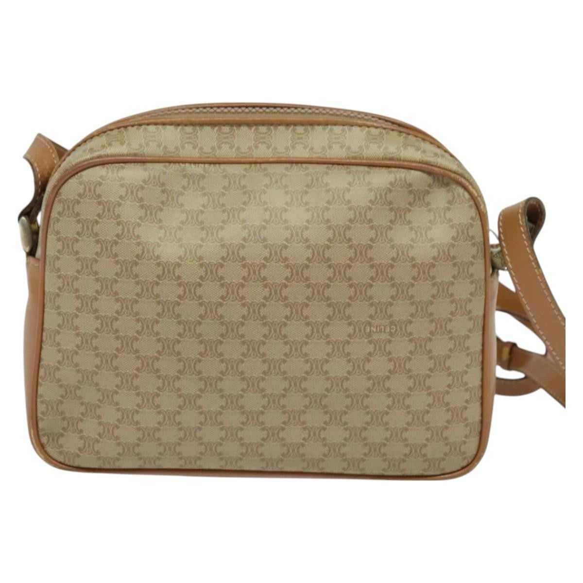 Celine Macadam Shoulder Bag PVC Leather, BEIGE, CANVAS, Shoulder bag