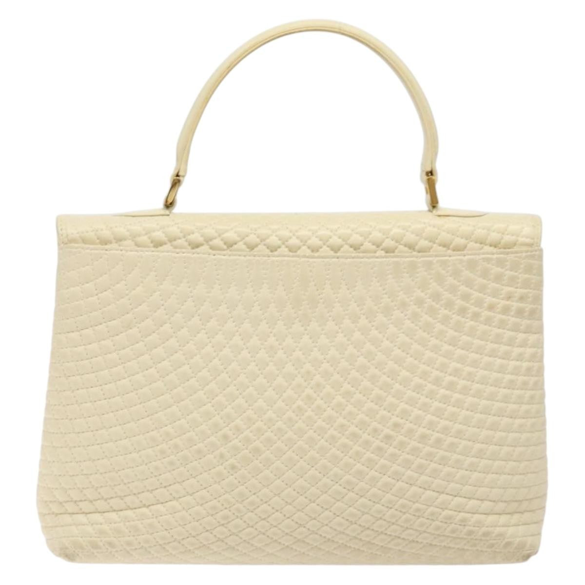 Bally Vintage Flap Handbag Quilted Leather, Ecru, Leather, Handbag