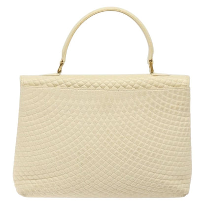 Bally Vintage Flap Handbag Quilted Leather, Ecru, Leather, Handbag
