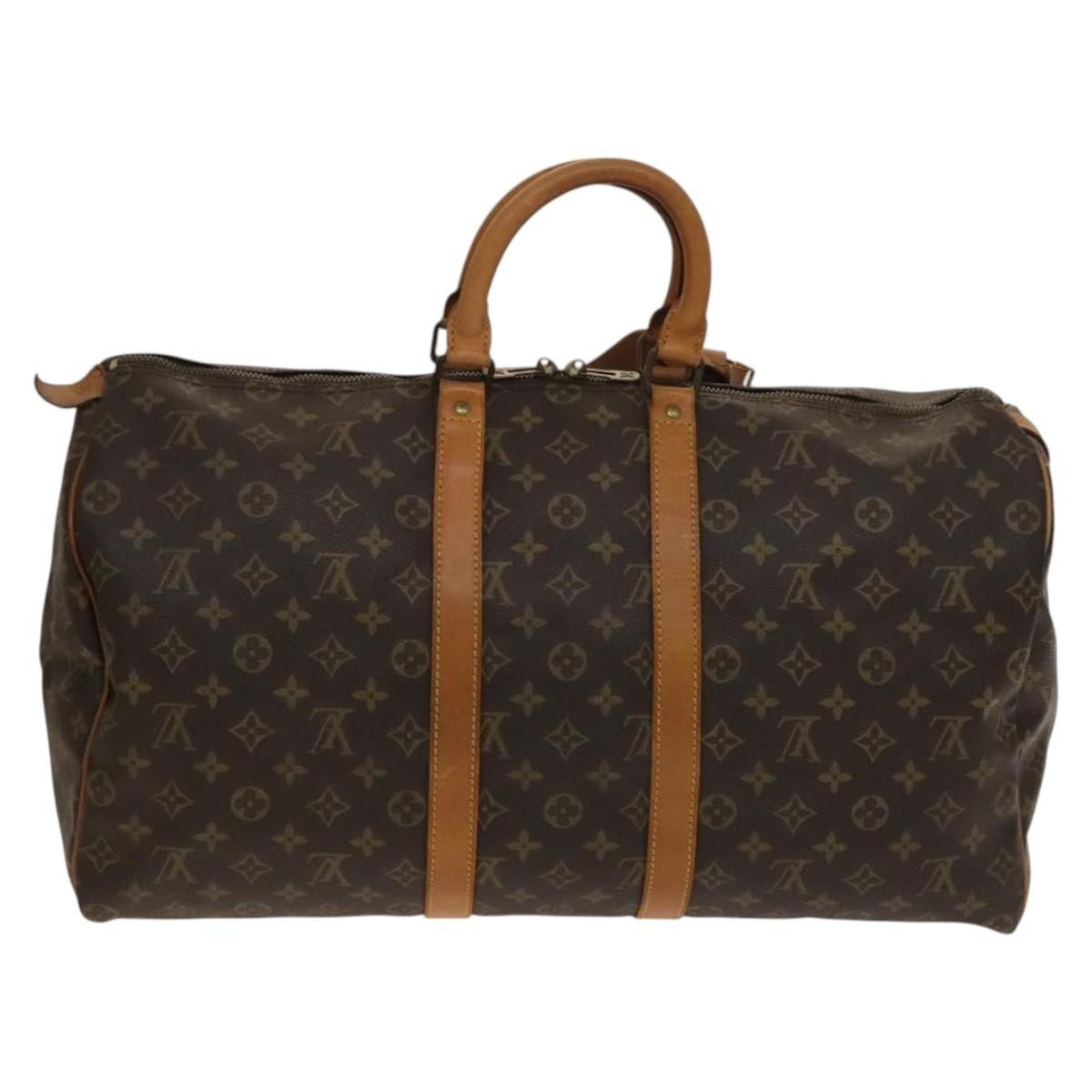 Louis Vuitton Keepall Bag Monogram Canvas, BROWN, CANVAS, Travel bag