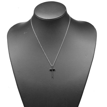 Tiffany & Co. Metro Cross Pendant Necklace 18K White Gold and Diamonds, SILVER, WHITE_GOLD, Necklace