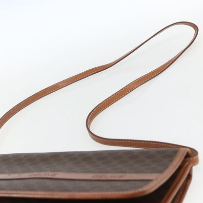 Celine Vintage Macadam Shoulder Bag Canvas and Leather, BROWN, CANVAS, Shoulder bag