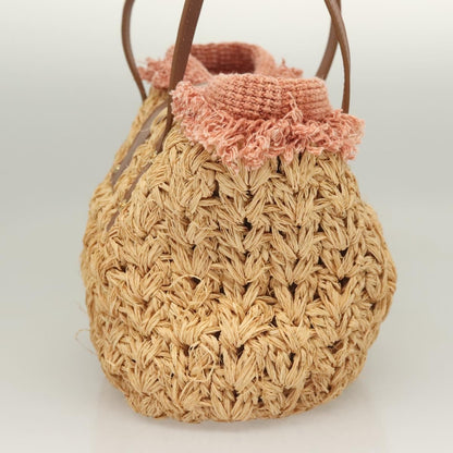 Chanel Mademoiselle Lock Tote Woven Straw, BEIGE, LEATHER, Shoulder bag