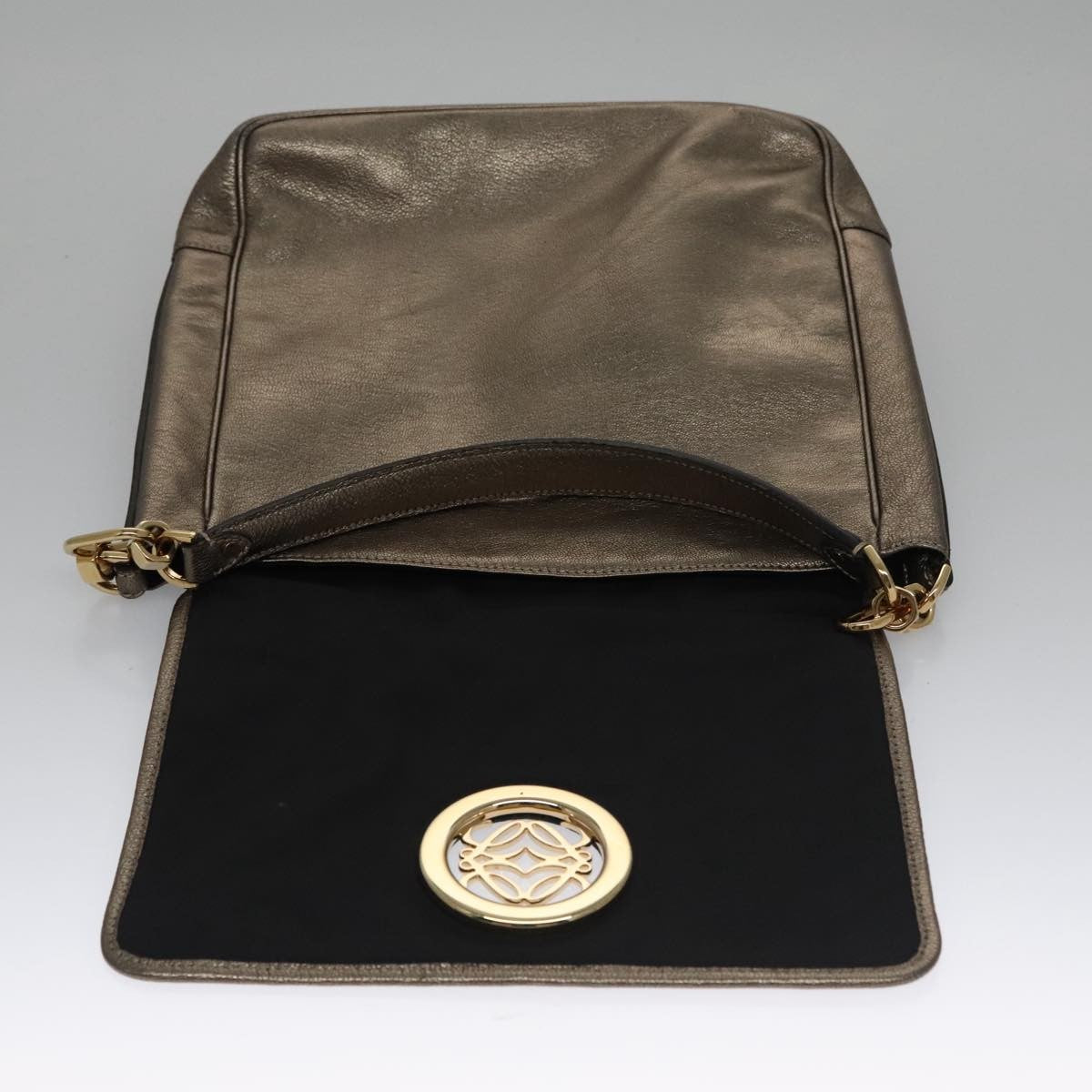 Loewe Anagram handbag Leather, METALLIC, LEATHER, Handbag