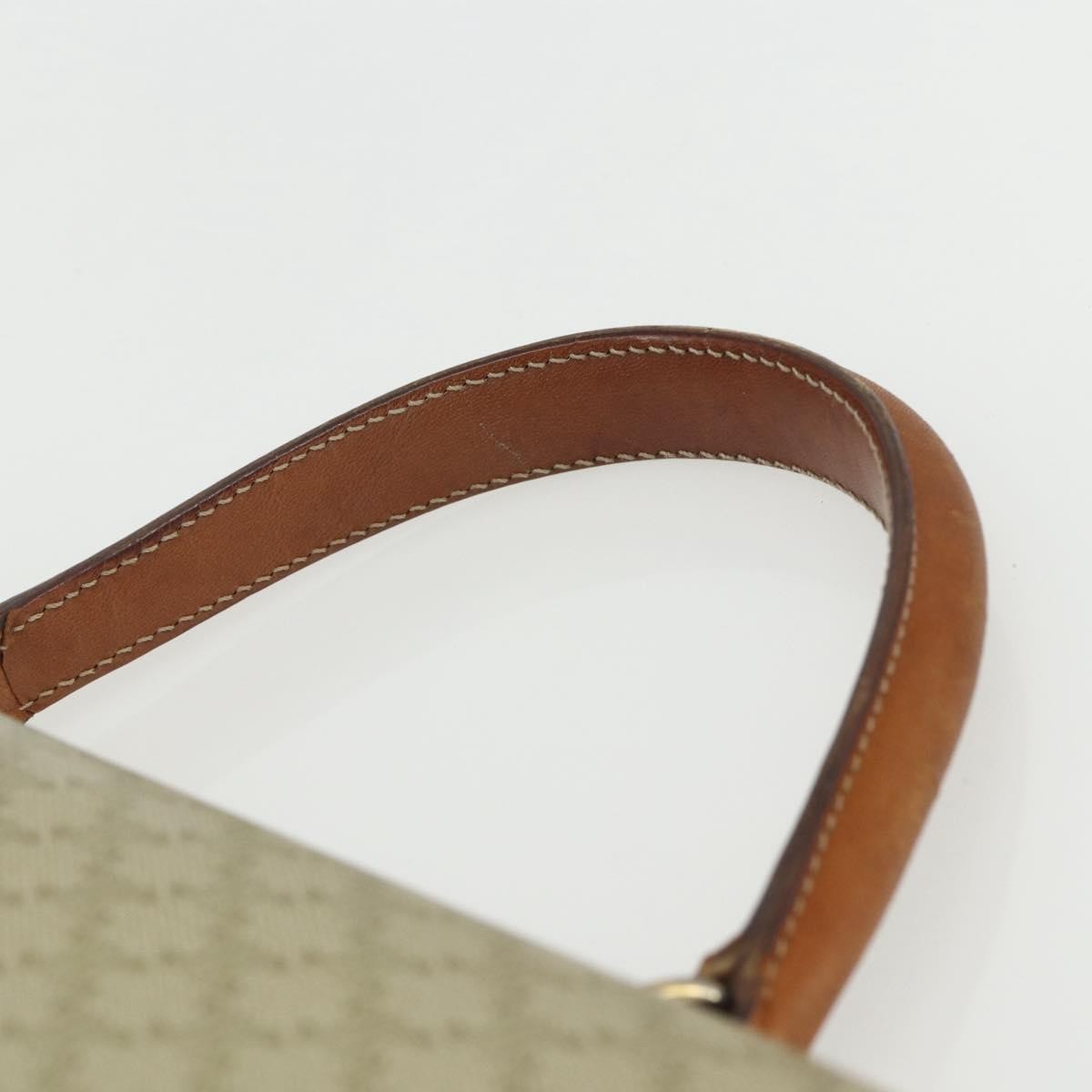 Celine Vintage Macadam Handbag Canvas and Leather, BEIGE, CANVAS, Handbag