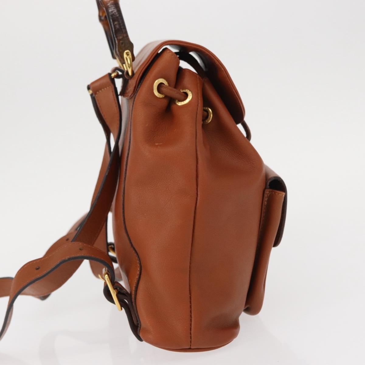 Gucci Vintage Bamboo Backpack Leather, BROWN, LEATHER, Backpack