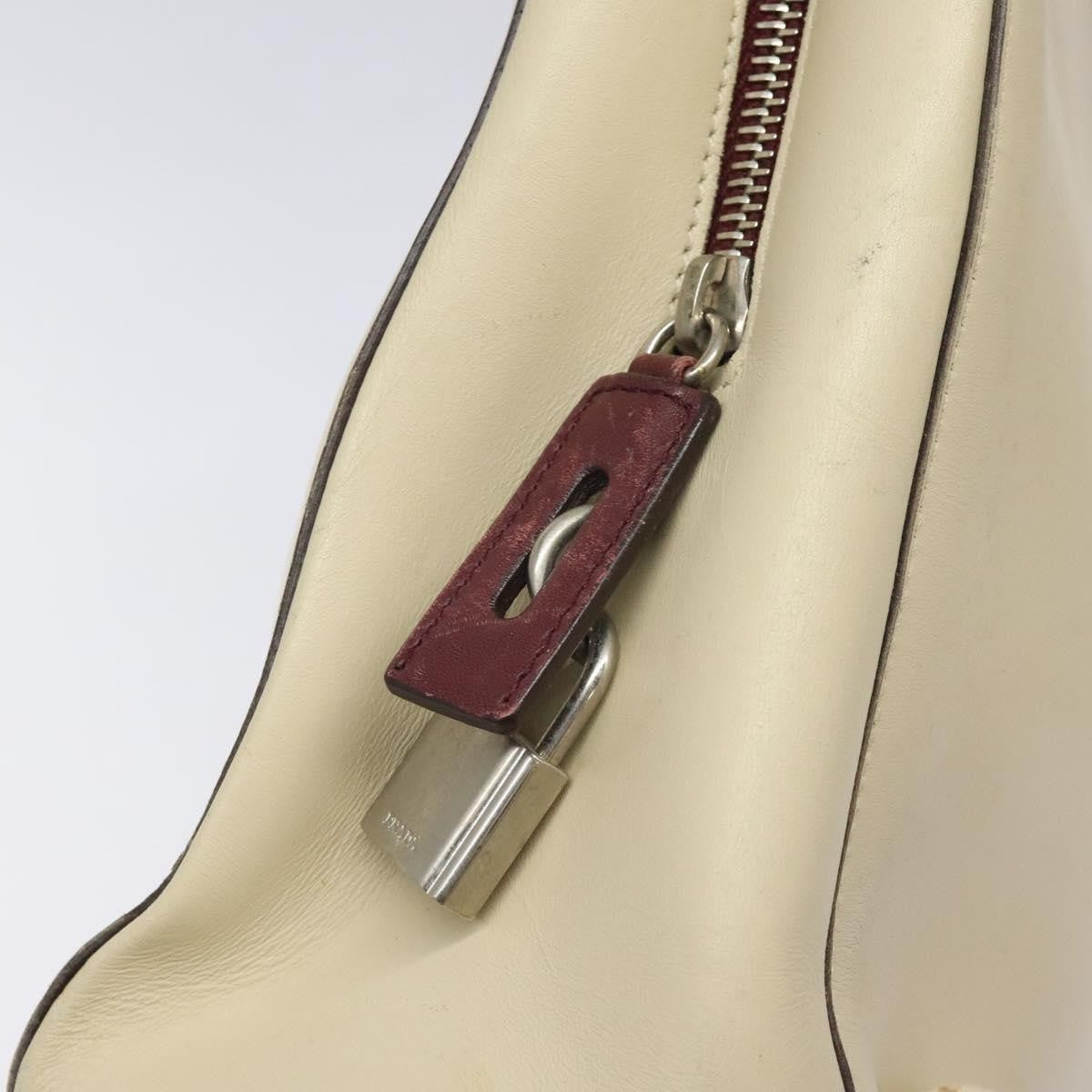 Prada Vintage Shoulder Bag Leather, BEIGE, LEATHER, Shoulder bag