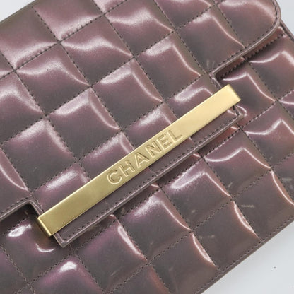 Chanel Chocolate Bar Chain Flap Bag Quilted Patent, PURPLE, PATENT_LEATHER, Handbag